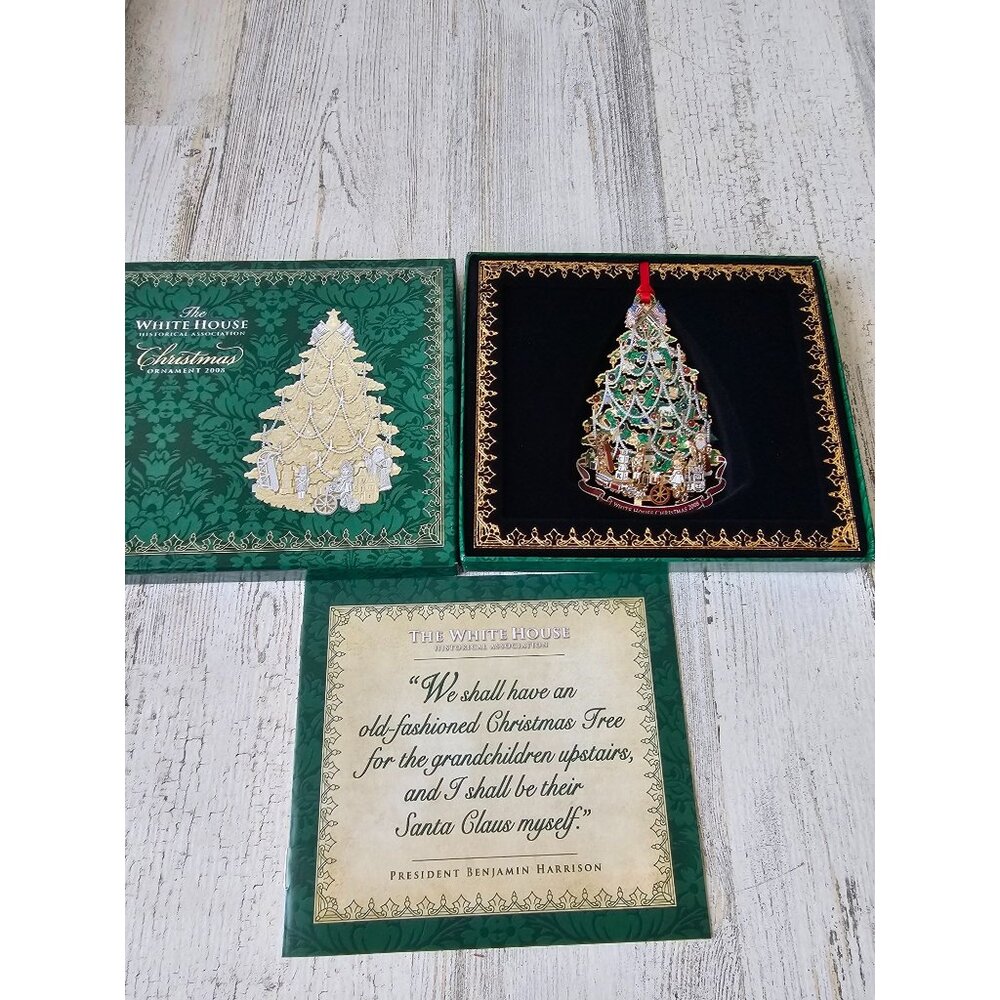 White‎ House 2008 Benjamin Harrison tree metal ornament toys Xmas new